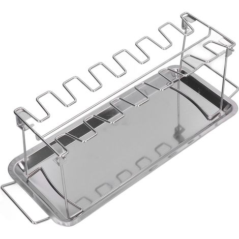 Lot BBQ pliable en acier inoxydable pour cuisses de poulet, avec plateau, grille de cuisson portable extérieur. (1/5)