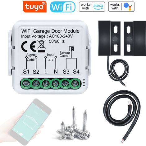 Contrôleur d'ouverture de porte de garage WiFi – Compatible Alexa et Google Home – Surveillance en temps réel – Installation simplifiée (1/5)