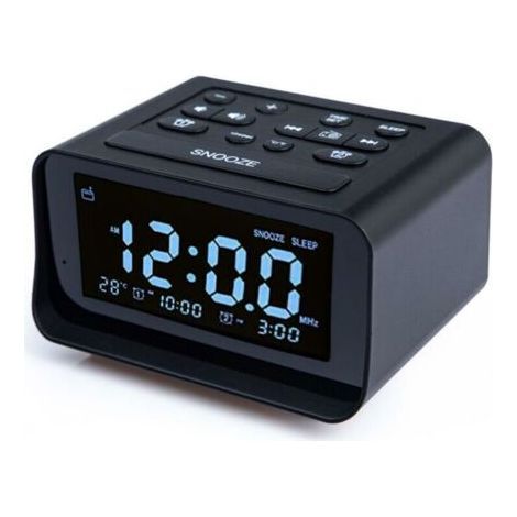 Tigrezy Digital Alarm Clock Radio with Dual USB Charger for Bedroom, Adjustable Alarm Volume and Brightness (Black) (1/5)