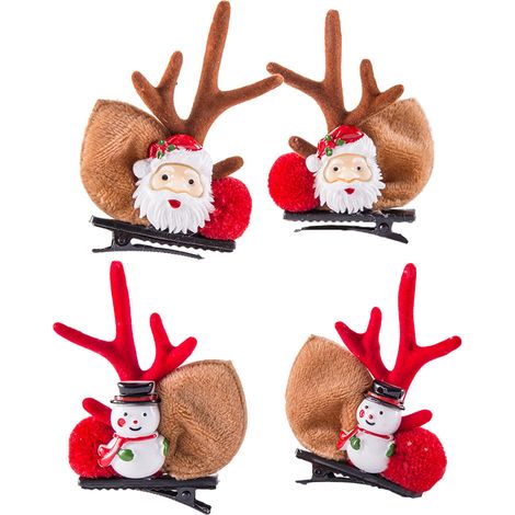 Pince à cheveux de Noël - Accessoire cheveux mignon en forme de bois de renne pour décoration de fête de Noël (1/5)