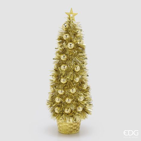 EDG Enzo De Gasperi Decoro Pino con Palle Gold H50 Ø16 cm – Decorazione di Natale (1/4)