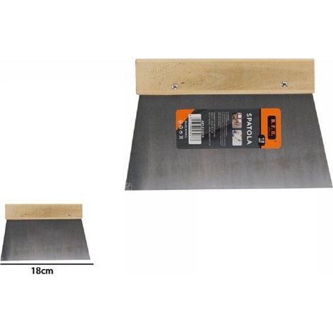 TrAdE Shop Traesio - Spatola Trapezoidale Per Stucco In Acciaio Manico In Legno 18cm Pittore 53267a -
