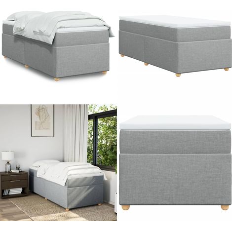 Boxspringbett mit Matratze Hellgrau 100x200 cm Stoff - Boxspringbett - Doppelbett - Bettenrahmen - Schlafsystem - Polsterbett - Home & Living
