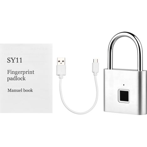 [JAMAIS UTILISÉ]Cadenas intelligent à empreintes digitales rechargeable sans clé, 20 empreintes digitales, code Morse, déverrouillage d'urgence, IP56, antivol, pour porte, bagage, sac à dos (1/2)