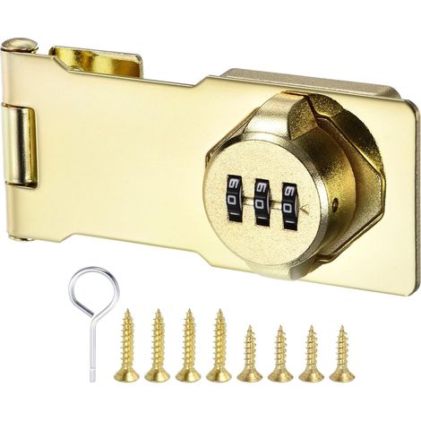 Ménage Armoire Mot Passe Serrure Moraillon Serrures Combinaison Loquet avec 3 Chiffre Mot Passe Sécurité Loquet Verrouillage Antivol Sans Clé Loquet Verrouillage (Or) (1/5)