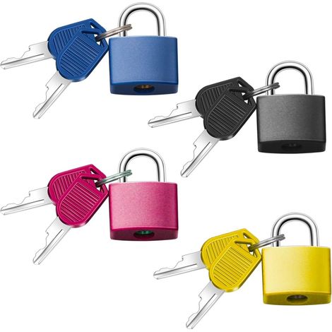 Cadenas pour bagages - Mini crochet de suspension - Couleur de la clé - Convient aux valises, armoires, casiers, boîtes à outils