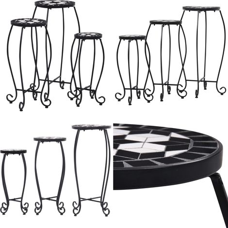 Tables mosaïque 3 pcs noir et blanc Céramique - Table De Jardin - Table D'appoint Extérieur - Table Mosaïque - Décoration Jardin - Mobilier De Terrasse - Home & Living (1/5)