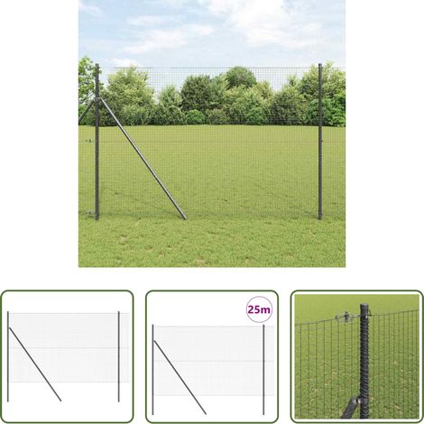 vidaXL Acier résistant - Poteau de clôture. Gris 25 x 1,5 m (maille de 25 x 25 mm) Acier (1/5)