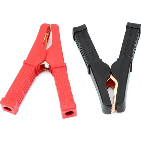 1 paire grandes pinces démarrage batterie secours auto voiture rouge noir cuivre plastique PVC cuir 12 cm universel (1/5)