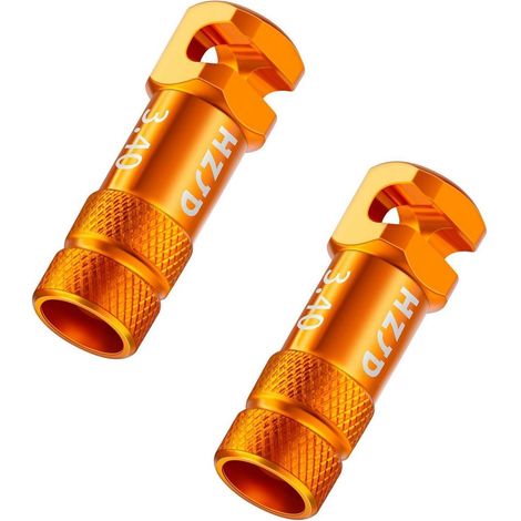 Fahrrad Presta Ventilkappen Aluminium Orange mit Speichenausbauwerkzeug (2 Stück) (1/5)