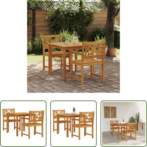 Akazienholz Tisch - Garten Essgruppe 3 pcs Braun Massivholz Akazie (1/5)
