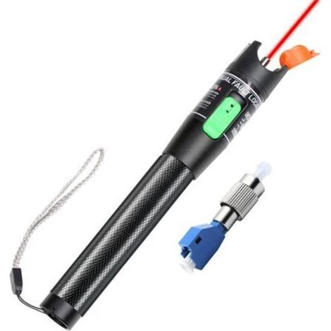 Localisateur Visuel de DéFauts, Testeur Câble à Fibre Optique 30 MW avec Adaptateur FC Mâle Vers LC , Compteur Source LumièRe Rouge Km (1/4)