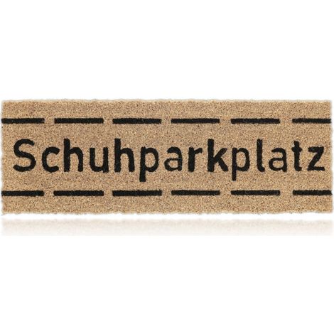 Relaxdays Felpudo Coco Schuhparkplatz, 75x25 cm, Tapete Entrada Alargado, Interior y Exterior, Antideslizante, Natural (1/5)