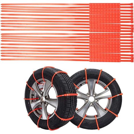 20 Pcs Anti-Slip Adjustable Chains, Color Snow Chains, Reusable Snow Chains Suitable for Various Difficult Road Conditions Such as Snow, Mud, Climbing and Gliding (1/4)