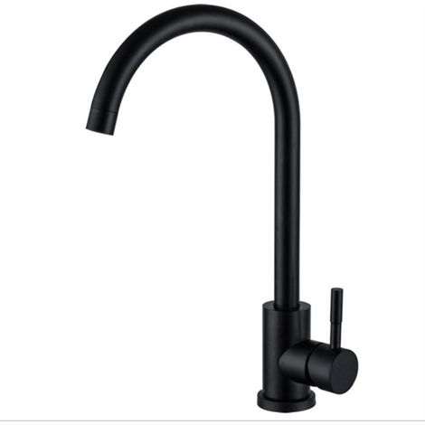 Robinet de Cuisine rotatif à 360 °Cuisine Mitigeur Acier Inoxydable eau Chaude et Froide simple poignée moderne anti-empreintes Digitales anti-lime Robinet évier de cuisine(noir)
