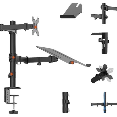 Monitorarm, Ergonomisches Design, 360° Drehung, Schwarz(PE) (1/2)