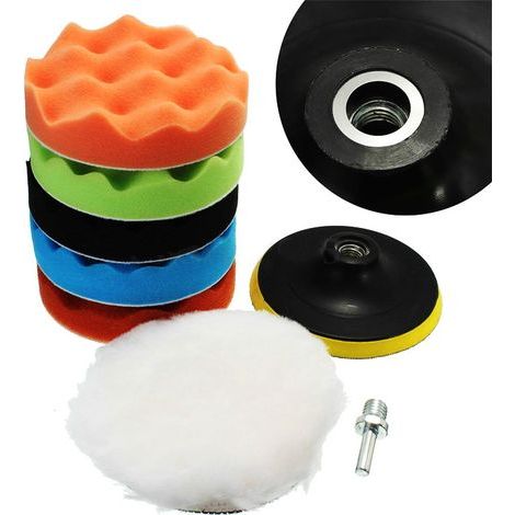 GROOFOO 8-teiliges Autopolierpad-Set, selbstklebendes Wachs-Set, Autopolierscheibe, Möbelpolitur, wiederverwendbare Reinigungsscheiben, 5 Zoll (1/5)