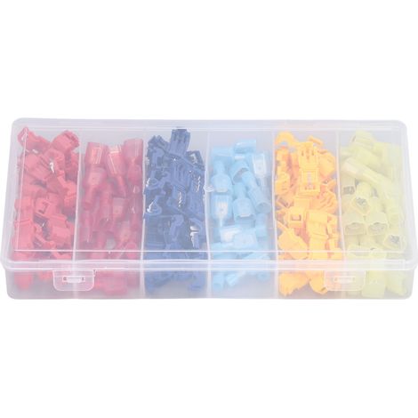 Kit d'assortiment de connecteurs en T pour fils, à déconnexion rapide et isolés, avec cosses mâles à fourche. (1/5)