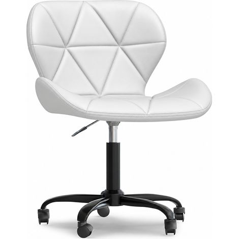 Office Chair with Wheels - Swivel Desk Chair - Upholstered in Faux Leather - Black Wito Frame White (1/5)