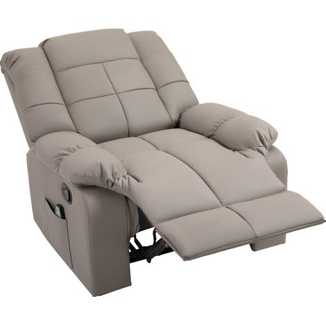 Poltrona Relax con 8 Punti Massaggio e Reclinazione a 165° 94x99x99 cm in Similpelle Grigio (1/5)