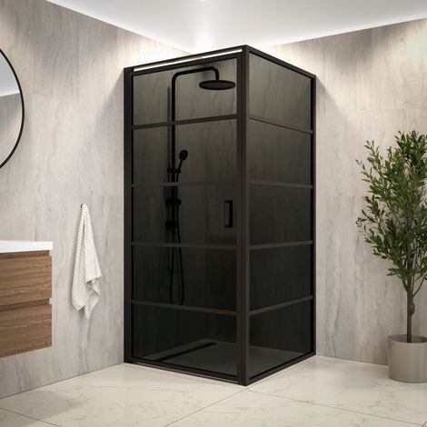 Duschkabine Oris - 90 x 200 - Schwarzes Glas - Schwarz (1/5)