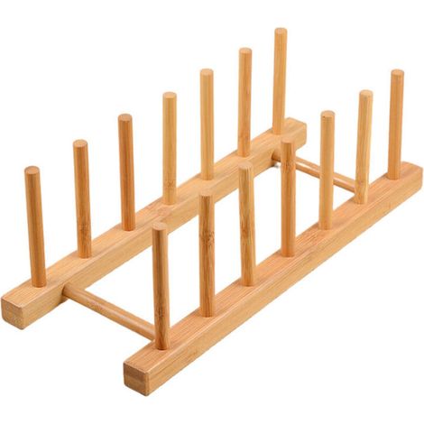 Support de Rangement en Bambou, Rangement Cuisine Egouttoir Vaisselle Support en Bambou pour Assiettes, pour Bol Bambou, Assiette Bois, Bol Verre, Support de Planche à Découper,une pièce, (1/5)