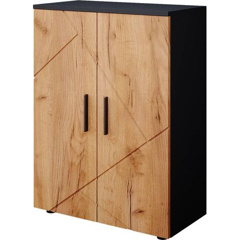 Meuble salle de bain Irma, Anthracite/chêne doré, 60x81cm, Vicco
