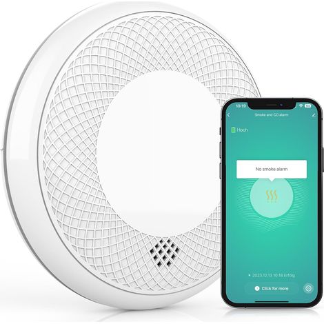 Détecteur de Fumée et CO Combiné WLAN, 1 Pièce Wi-Fi Détecteur de Fumée Combiné Intelligent Détecteur de Monoxyde de Carbone, Capteur Précis, Batterie de 10 Ans (1/5)