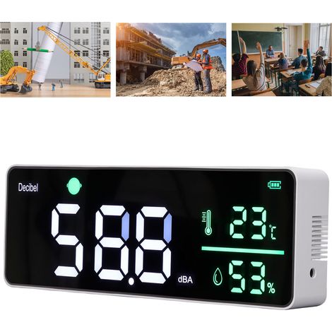 Décibels, moniteurs de bruit intérieur muraux, thermomètres, hygromètres, grands écrans LED de 11 pouces largement utilisés dans les salles de classe, les studios, les maisons et les usines. (1/5)