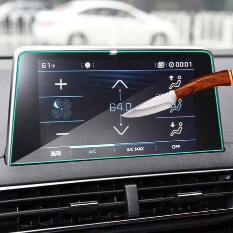 (Navigation uniquement) Film protecteur d'écran LCD en verre trempé pour système de navigation de voiture, compatible avec Peugeot 3008 5008 2017 2018 2019 2020 (1/4)