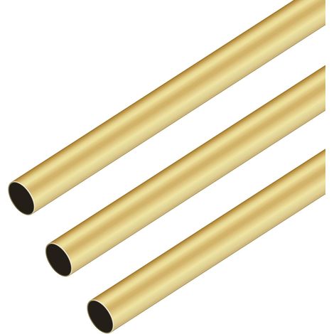 3 Pack Brass Round Tube 300mm Long Outside Diameter 10mm Wall Thickness 0.2mm for Home Gardening Decoration DIY Crafts (1/5)