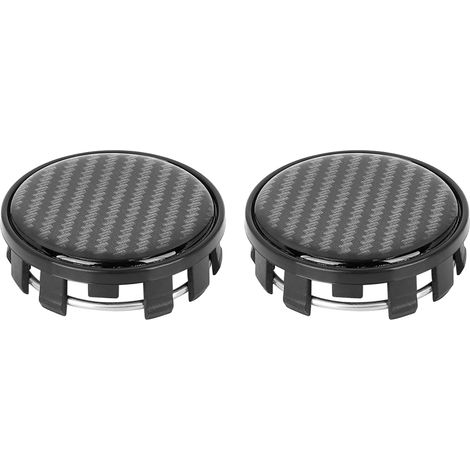 2Pcs Capuchons De Moyeu De Roue Noir pour Voiture Époxy 52Mm Clip À Clip, 54Mm Extérieur, 16Mm Hauteur, Pour Plup. Véhicules, Comprend 2 Autocollants Époxy, Motif De Carbone (1/5)