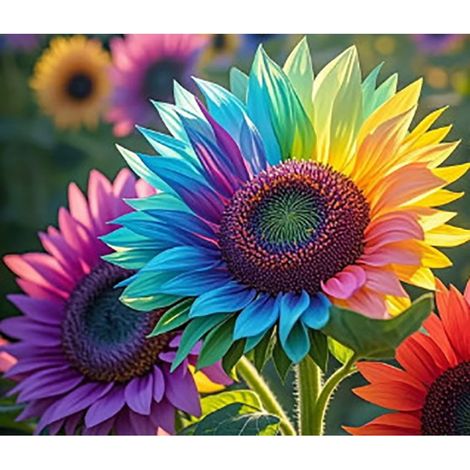 Tournesol bicolore (Helianthus annuus) – 500 graines – Fleurs à pétales marginés – Rouge, orange, jaune – Variété originale