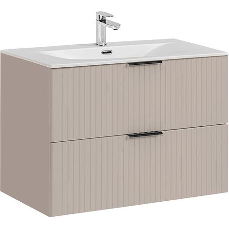 Waschtisch 80cm Adriel mit 2 Schubladen, Beige (1/5)