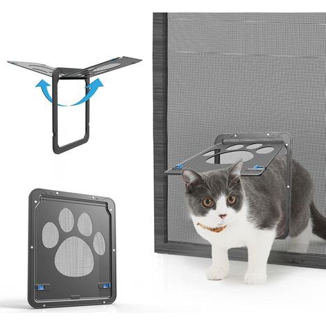 Chatiere pour Moustiquaire Facile à Installer La Liberté de Chat Verrouillable Moustiquaire de Porte pour Petit/ Moyen Chat/ Chien,24x29cm (1/5)