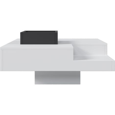ELVMI Couchtisch mit abnehmbarer Aufbewahrungsbox und LED per App steuerbar, aus Spanplatte 72 × 72 × 30 cm, Weiß (1/5)