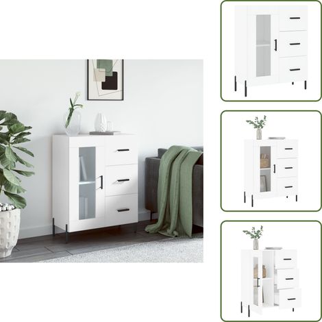 Buffet blanc 69,5x34x90 cm bois d'ingénierie - Buffet Blanc - Meuble Rangement - Buffet Design - Mobilier Salon - Commode (1/5)