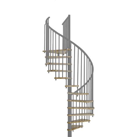 Minka Spindeltreppe Spiral Effect 38 - 305,5cm Geschosshöhe Eiche Grau 160cm Durchmesser