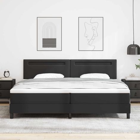 Cama tipo Box Spring Negro 200 x 200 cm Cuero sintético (1/5)