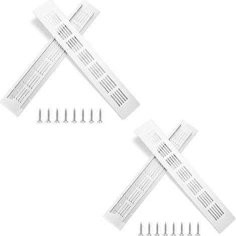 Grille de ventilation en aluminium avec vis, pour la ventilation des armoires et des pièces, 30 x 5 cm, argent, 4 pièces