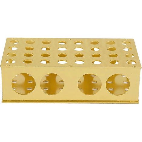 Goldener Aluminium-Reagenzglasständer mit Lochdurchmesser 8 x 12,3 x 18 x 30 mm für Laborzwecke