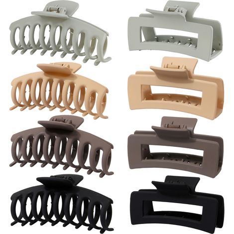 Juego de 8 pinzas para el cabello de plástico mate, sencillas y antideslizantes, para un peinado elegante y una sujeción óptima. (1/5)