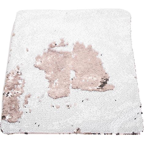 Pillow Case Sequins Suede Fabric Cushion Covers with Zipper for Home Sofa Bed DecorationChampagne Gold + White