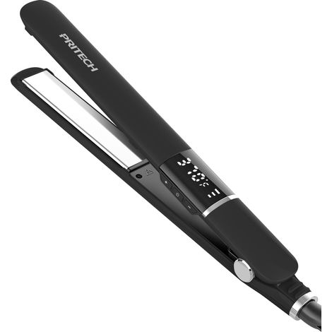 Fer à Lisser, Plaque Chauffante en Titane, Ecran LCD, Fer Plat en Titane avec Température Réglable 150-230°C, Tension Universelle, Fer à Lisser (Noir)