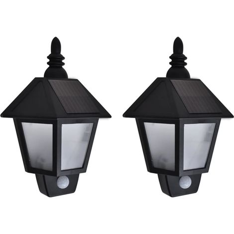 vidaXL Appliques murales solaires 2 pcs avec capteur de mouvement Noir
