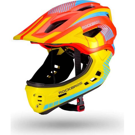 Casque de vélo enfant avec mentonnière amovible, taille S - jaune-orange (1/5)