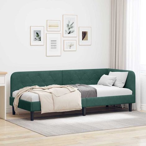 Cadre de lit d'angle Vert foncé 80 x 200 cm Velours (1/5)