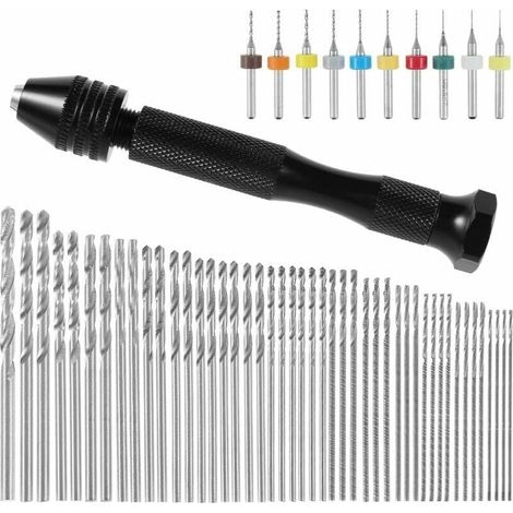 57 Pièces mini perceuse de précision pin foret fraise mini foret modelisme foret bois precision pin vise Outils perceuse à main Foret Fraise Twist 0.3-3mm, PCB de 0.1mm-1mm (1/4)