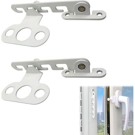 2 Pièces Entrebâilleur de Fenêtre à Battant, Restricteur de Fenêtre, Entrebailleur Fenetre Sans Perçage Bloque Fenetre Ouverte et Verrous de Portes, pour Régler l'ouverture de la Fenêtre (1/5)