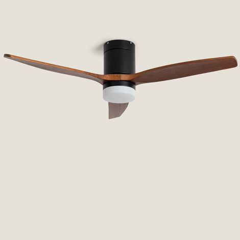 Efectoled – Ventilateur de plafond silencieux DC avec lumière intégrée – 3 pales en bois – CCT 3000K/4000K/5700K – Télécommande incluse – Pour 20-30 m²